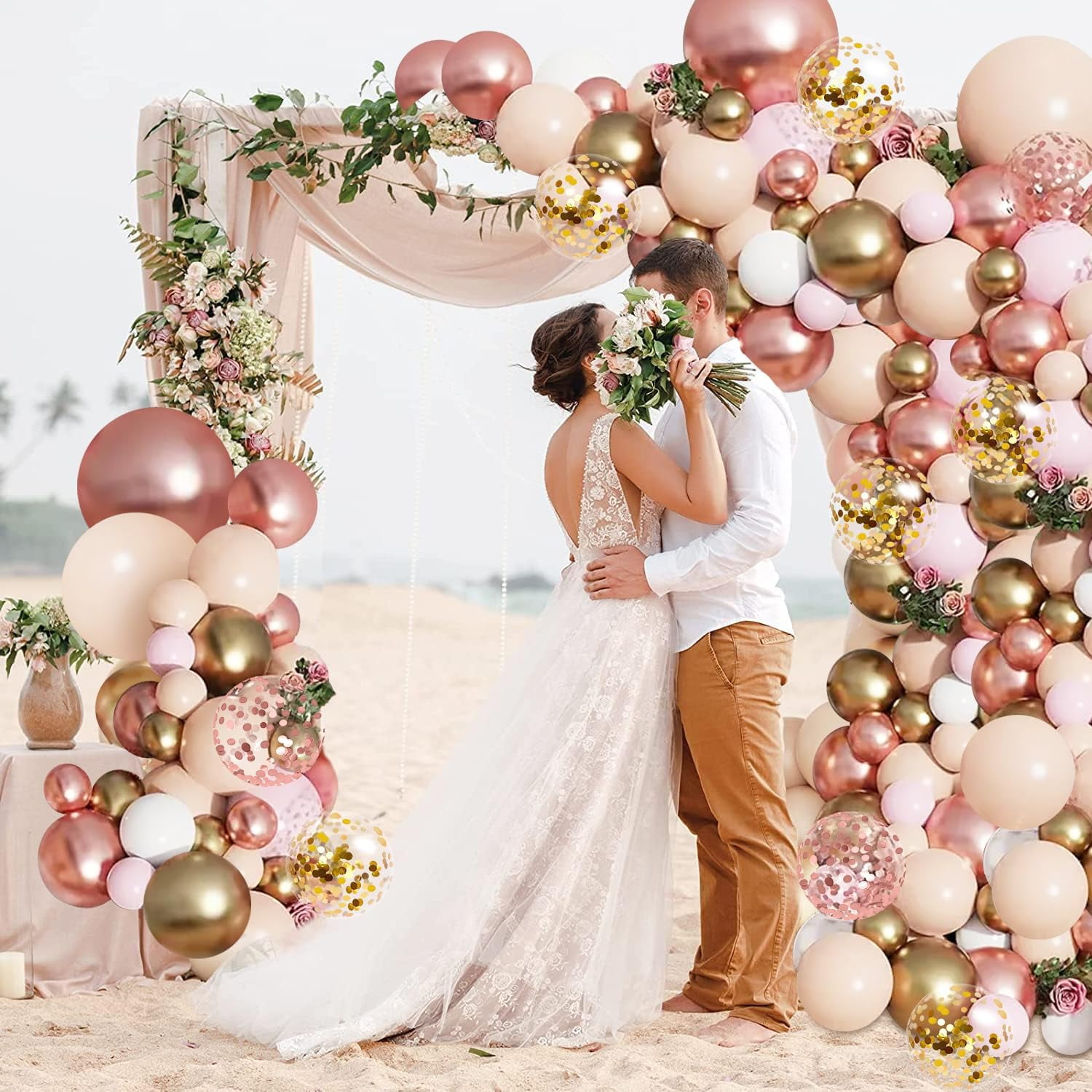Black and Gold Balloon Arch Kit, Double Stuffed 129 Pcs Gold and Black Balloons Garland with Black Pearl White Sand Ivory Chrome Gold Balloons for Wedding Birthday Event New Year's Party Decoration