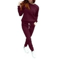 thumbnail image 4 of Texiao Comfort Sweatsuits for Women,Women's Fashionable Solid Round Neck Sports Sweatshirt Set, 4 of 8