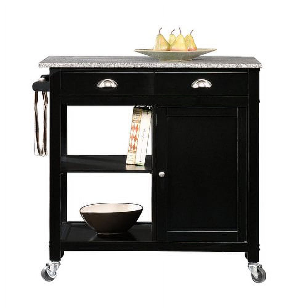 Better Homes & Gardens 35" Tall Rolling Kitchen Cart with Granite Top, Black - image 2 of 8