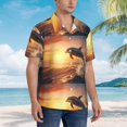 thumbnail image 3 of Pofeuu Sunset Dancing Dolphin A Print Hawaiian Shirt for Men Sleeves Casual Button Down Summer Beach Dress Shirts T-Shirts,Medium, 3 of 7