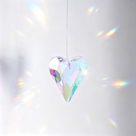 Uxcell 5-Pack Colorful Garden Suncatchers, 0.7 Inch Crystal Hanging Crystals, Heart Glass Suncatcher for Windows [Pale Green]
