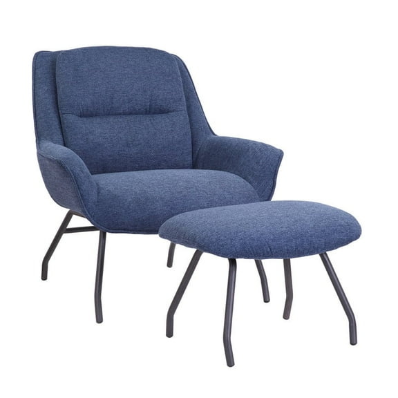 Porthos Home Alson Fabric Accent Chair and Ottoman Set with Steel Legs