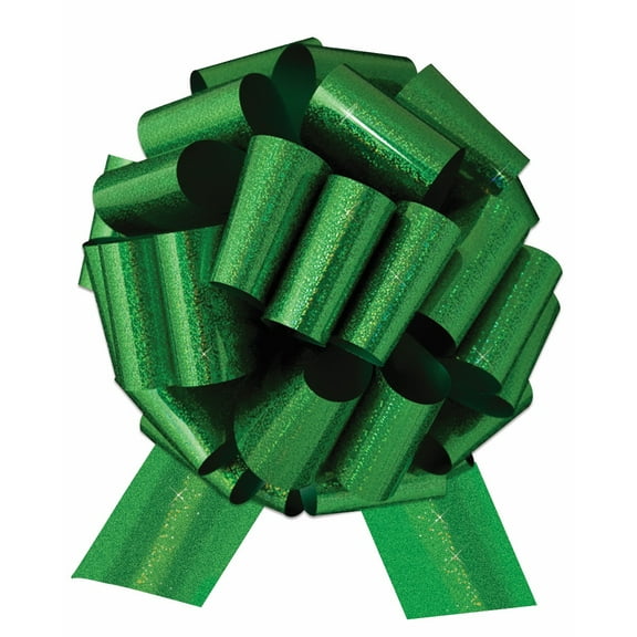 14" XL Large Giant Pull Bow Pew Bows Wedding Decorations Holiday Gift Wrap Holographic (green holo)