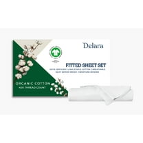 Delara California king 3-Piece GOTS Organic Cotton Fitted Sheet Set, 400TC Long-Staple, Moisture-Wicking, Smooth & Breathable, Deep Pocket, White