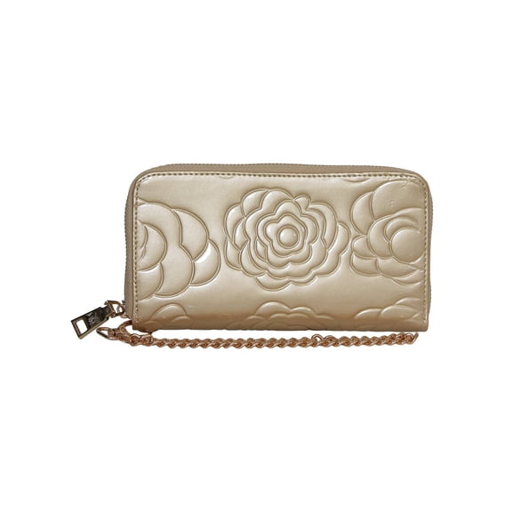 Womens Floral Clutch Wallet - Gold