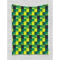 thumbnail image 1 of Arrow Tapestry, Illustration of a Symmetric Design of Geometric Shapes, Wall Hanging for Bedroom Living Room Dorm Decor, 60W X 80L Inches, Dark Blue Grey Yellow Teal and Lime Green, by Ambesonne, 1 of 2