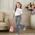 thumbnail image 2 of G`irls Clothes 2 Piece Cute Butterfly T-shirt & Flared Pants/Cargo Pants Spring Outfits for Teen G`irls 5-14Y, 2 of 5