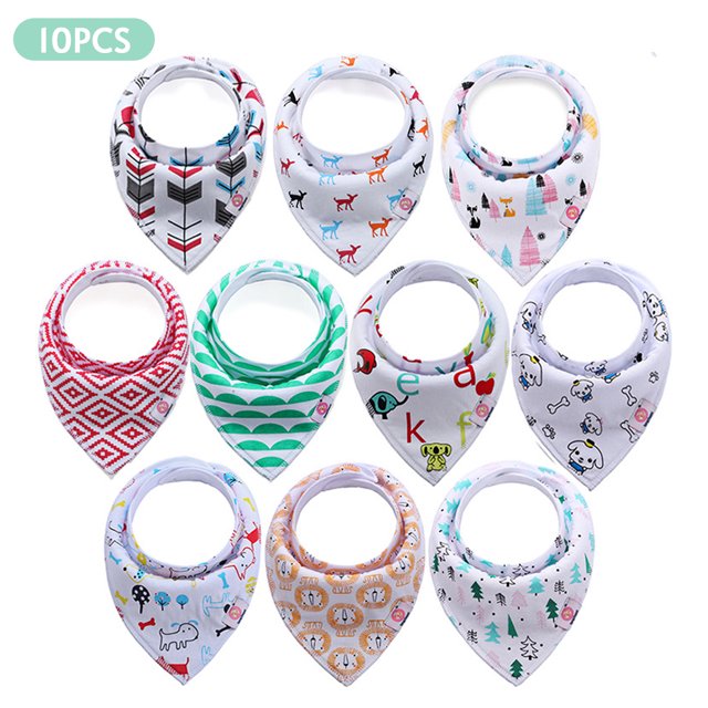 Baberos de bandana para bebé, baberos de algodón reutilizables lavables Irfora Baberos de bebé 10 pcs