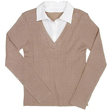 White Stag - Women's Layered Cable Knit and Shirt