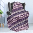 thumbnail image 4 of Aztec Soft Flannel Fleece Throw Blanket, Art Modernized Tribal Triangles in Vivid Purple Colors, Cozy Plush for Indoor and Outdoor Use, 50" x 60", Multicolor, by Ambesonne, 4 of 5