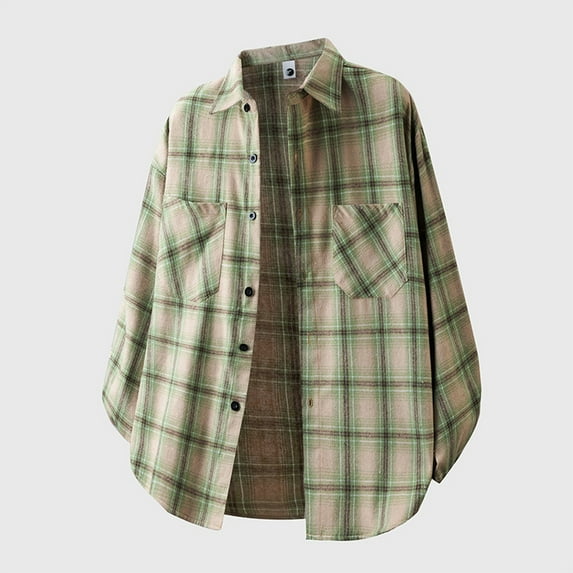 RUTAYY Men's Shirts Casual Everyday Wear Plaid Print Long Sleeve Button Down Pocket Outerwear Spring Summer Fall Travel Elegant Blouse