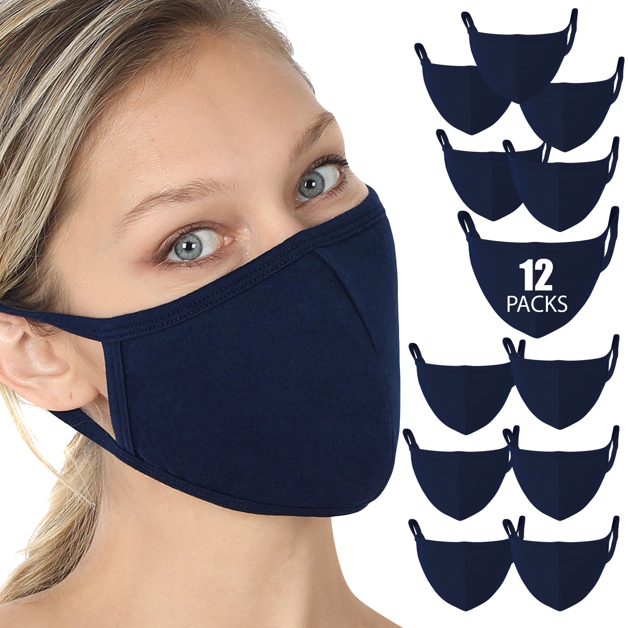 Unisex Fashion Face Mask Stretch Lightweight Cotton Covering Face and Mouth Reusable Washable Protective Blue 