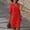 Z-Red, variant on Rigardu Women's Fashionable And Comfortable V Neck Half Sleeved Cotton And Linen Short Dress Blue + M