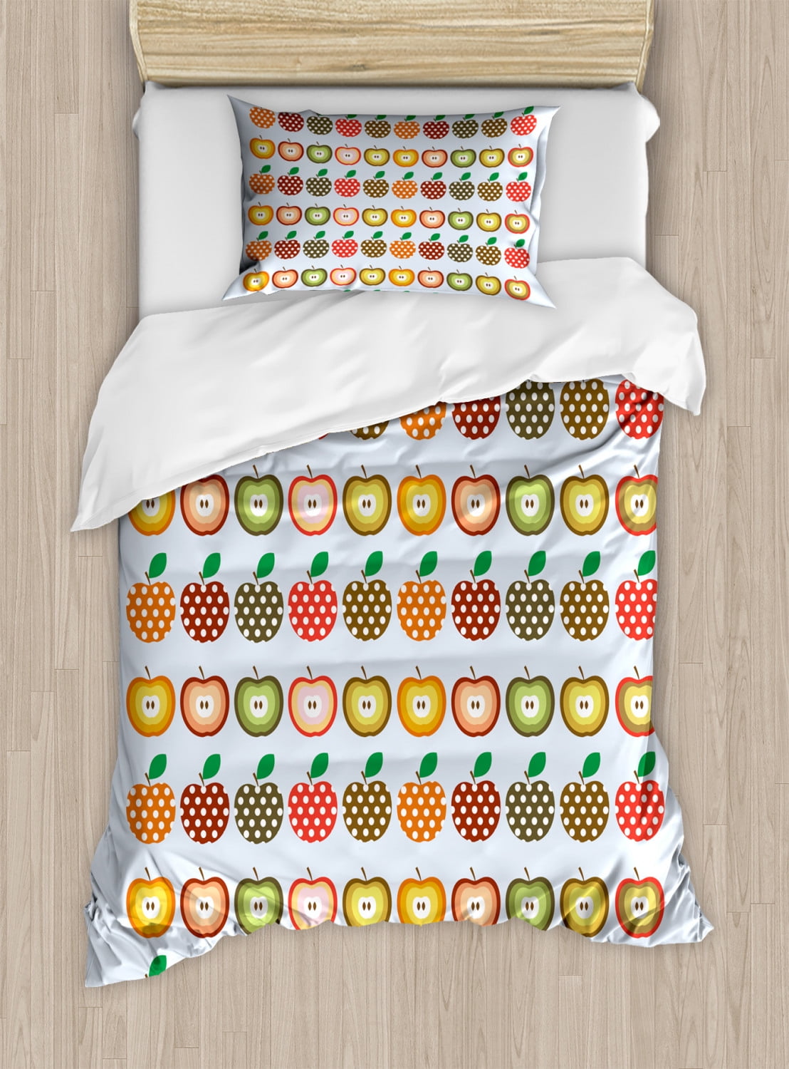Apple Red Pattern Print Duvet Cover Bedding Set