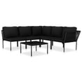 thumbnail image 1 of Conjunto de Lounge de Jardín Casafoyer 6 Piezas PVC Negro con Cojines, 1 of 5