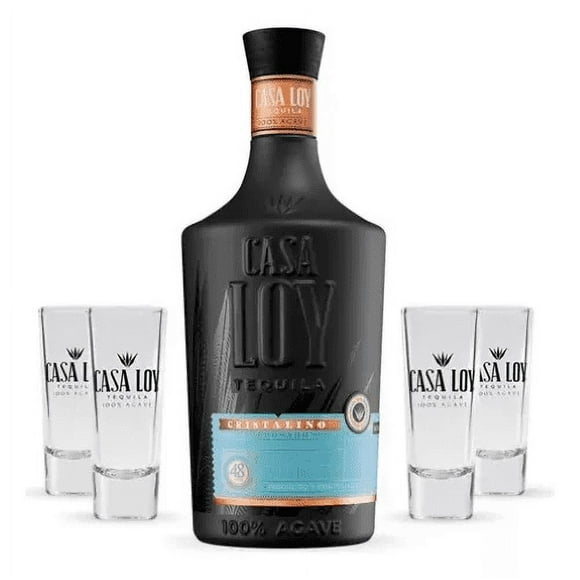 Tequila Casa Loy Cristalino + 4 Tequileros