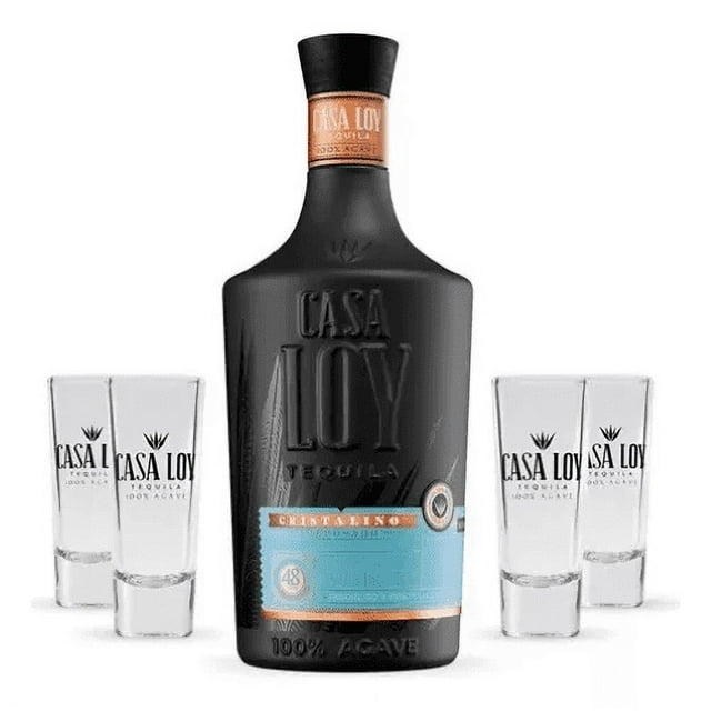 Tequila Casa Loy Cristalino + 4 Tequileros