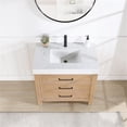 thumbnail image 5 of Leon 36" Single Fir Wood Brown Vanity with Lightning White Composite and Mirror, 5 of 16