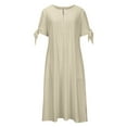 thumbnail image 5 of Vestido largo maxi liso con cuello en V, encaje recortado y volantes para mujer - Poliéster spandex ligero, favorecedor para todas las figuras, 5 of 5