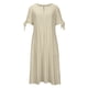 thumbnail image 5 of Vestido largo maxi liso con cuello en V, encaje recortado y volantes para mujer - Poliéster spandex ligero, favorecedor para todas las figuras, 5 of 5