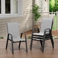 thumbnail image 2 of Senfot Patio Chairs Outdoor Stackable Dining Chairs All Weather Lightweight Textilene with Armrests 140 Kg Capacity for Backyard Pool Deck Garden Lawn Gray 4pc, 2 of 8