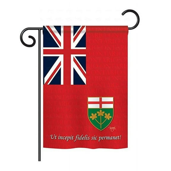 Breeze Decor BD-CP-GS-108185-IP-BO-D-US13-BD 13 x 18.5 in. Ontario Flags of the World Canada Provinces Impressions Decorative Vertical Double Sided Garden Flag Set with Banner Pole