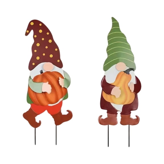 Metal Garden Decorative Stakes Fall Gnome Yard Decor Set Of 4 Metal Outdoor Decoration Crafts For Garden Lawn Patio