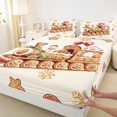 thumbnail image 3 of Homewish Cute Cartoon Train Queen Sheet Sets,Merry Christmas Flat Sheet,Beige Brown Queen Fitted Sheet For Teens,Super Cozy Room Decor,4 Pieces, 3 of 7