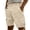 Beige, variant on Mens Cargo Shorts Elastic Waist Linen Shorts Relaxed Fit Casual Summer Hiking Shorts with Multi Pockets