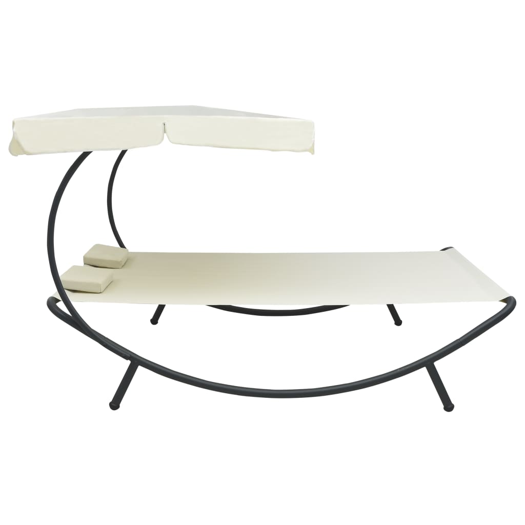 Patio Double Chaise Lounge Sun Bed with Canopy and Pillows,Outdoor Daybed Reclining Chair (White) - image 3 of 7