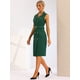 thumbnail image 3 of Vestido de oficina de trabajo con cinturón y solapa con muescas sin mangas para mujer Verde Oscuro XS, 3 of 5