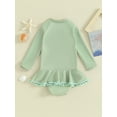 thumbnail image 4 of Suealasg Kids Girls Romper Swimsuit Long Sleeve Round Neck Swimwear Ruffle One Piece Rash Guard Sun Protection Bathing Suit Child Girls Summer Beachwear Swimming Suit, 4 of 9