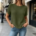 thumbnail image 6 of ClodeEU Women's Round Neck Short Sleeve T-Shirt,Casual Solid Color Loose Fit Top Army Green,Women's Plus L, 6 of 8