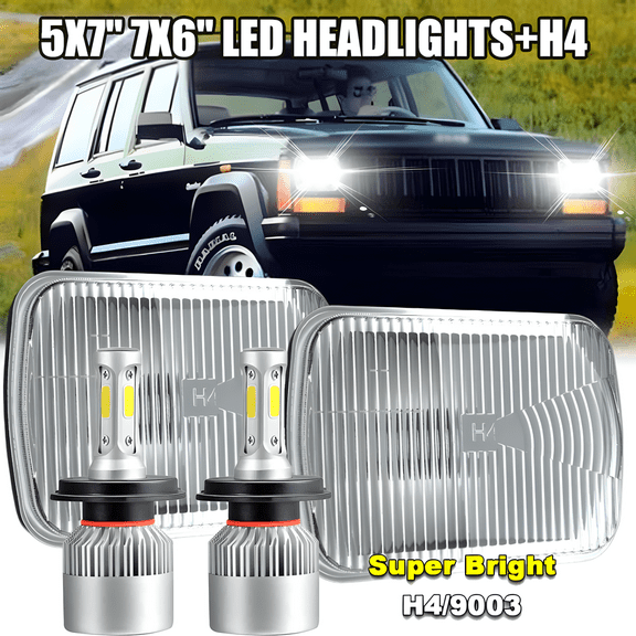 Par For Jeep Wrangler YJ Cherokee XJ 5X7 7x6 DOT LED Faros Hi/Lo DRL para