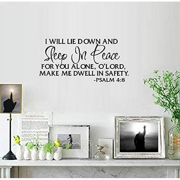 Decal ~ I will lie Down and Sleep in Peace: PSALM 4:8 #4 ~ Wall or Window Decal (13" x 27")