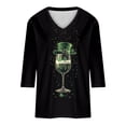 thumbnail image 5 of LEKWK St Patricks Day Blouse Women Falling Shamrock Print Tunic Tops V Neck Casual Tops 3/4 Sleeve Tops Gradient Pattern Spring Clothing, 5 of 5