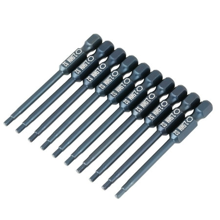 

10pcs 1/4inch Shank 65mm S2 Alloy Steel Hex Head Screwdriver Bits Set H6.3x65mmxH2.5