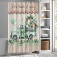 thumbnail image 6 of Green Truck Flowers Shower Curtain, 72" x 72", Spring Green Leaf Linen Texture Wood Grain Waterproof Bathroom Curtain Washable Shower Curtain Set with 12 Hooks, 6 of 9