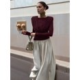 thumbnail image 6 of Women'S Burgundy Draped Cowl Neck Top Long Sleeve Elegant Blouse Casual Fashion Office and Party Outfits Wine Red S, 6 of 10