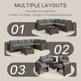 thumbnail image 4 of Patio Furniture Set, Asofer 6-PCS Outdoor Sectionals with Rattan Sofa & Thickened Cushions & Coffee Table for Garden, Backyard, Gray, 4 of 9