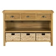 thumbnail image 5 of Glavbiku Vintage Console Table with 3 Drawer & 3 Woven Basket,Accent Side Table for Entryway,Natural, 5 of 13