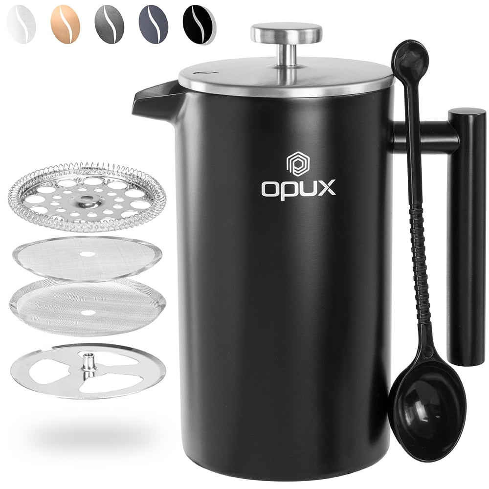 OPUX French Press Coffee Maker 34 fl oz/1 Liter, Premium Stainless Steel Large Insulated