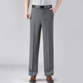 thumbnail image 2 of Telankuip Business Dress Suit Pants for Men Trendy Pleated High-Waist Straight Leg Comfort Pant with Pockets Solid Color Casual Work Trousers for All Seasons Grey 36, 2 of 5