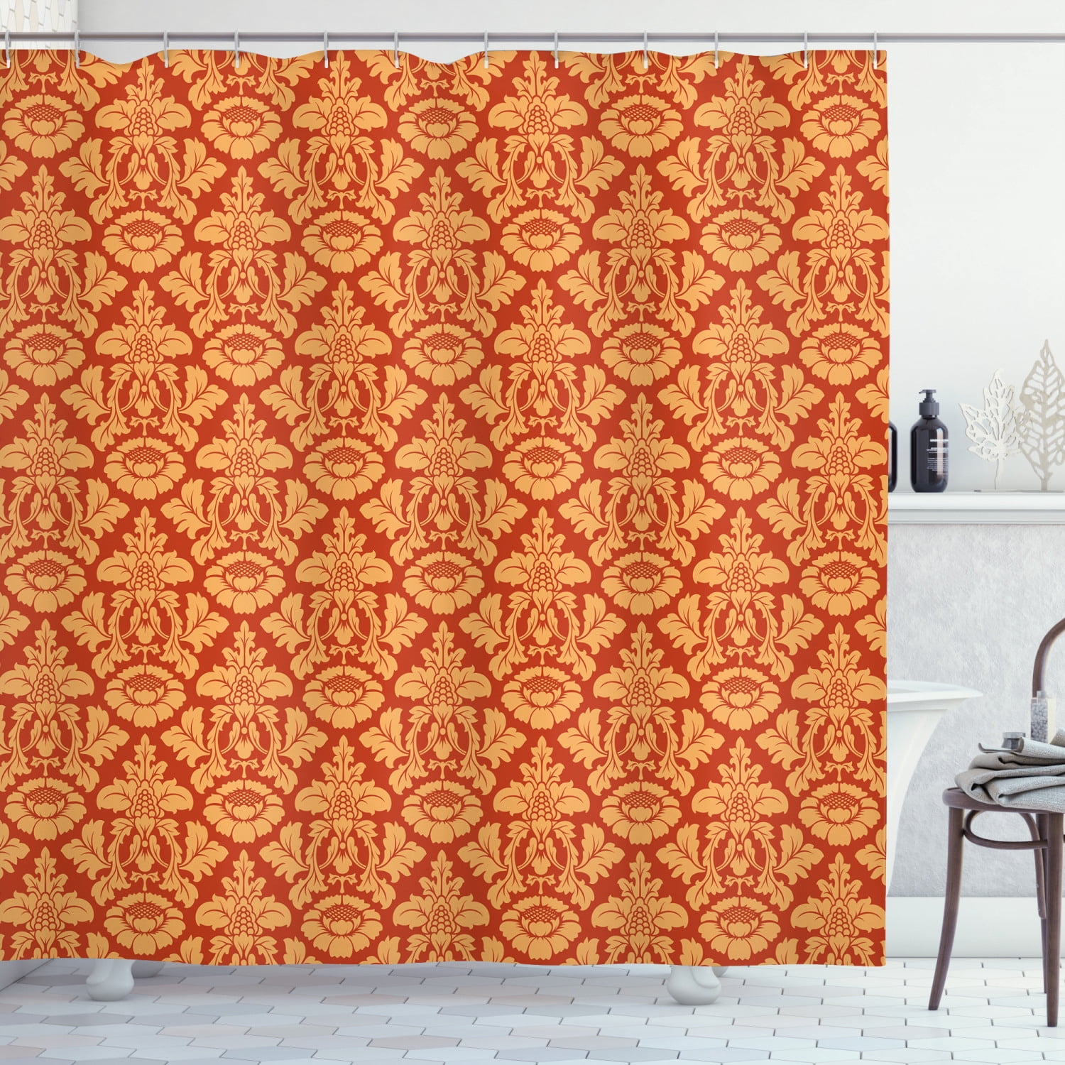 Ambesonne Antique Shower Curtain, Royal Victorian Damask, 69"Wx70"L