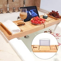 Wooden Bath Tray Bath Board Caddy Bathroom Rack Holder Adjustable length
