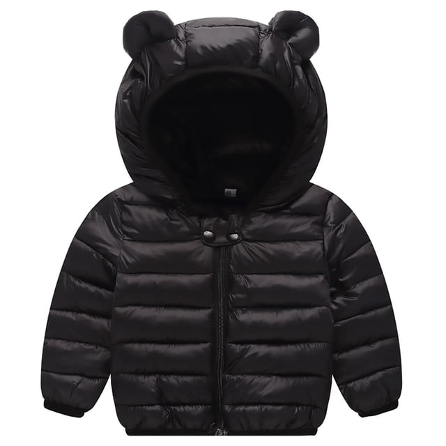 Chaqueta acolchada AIWUHE con capucha para bebés, color negro claro para invierno, 18-24 m
