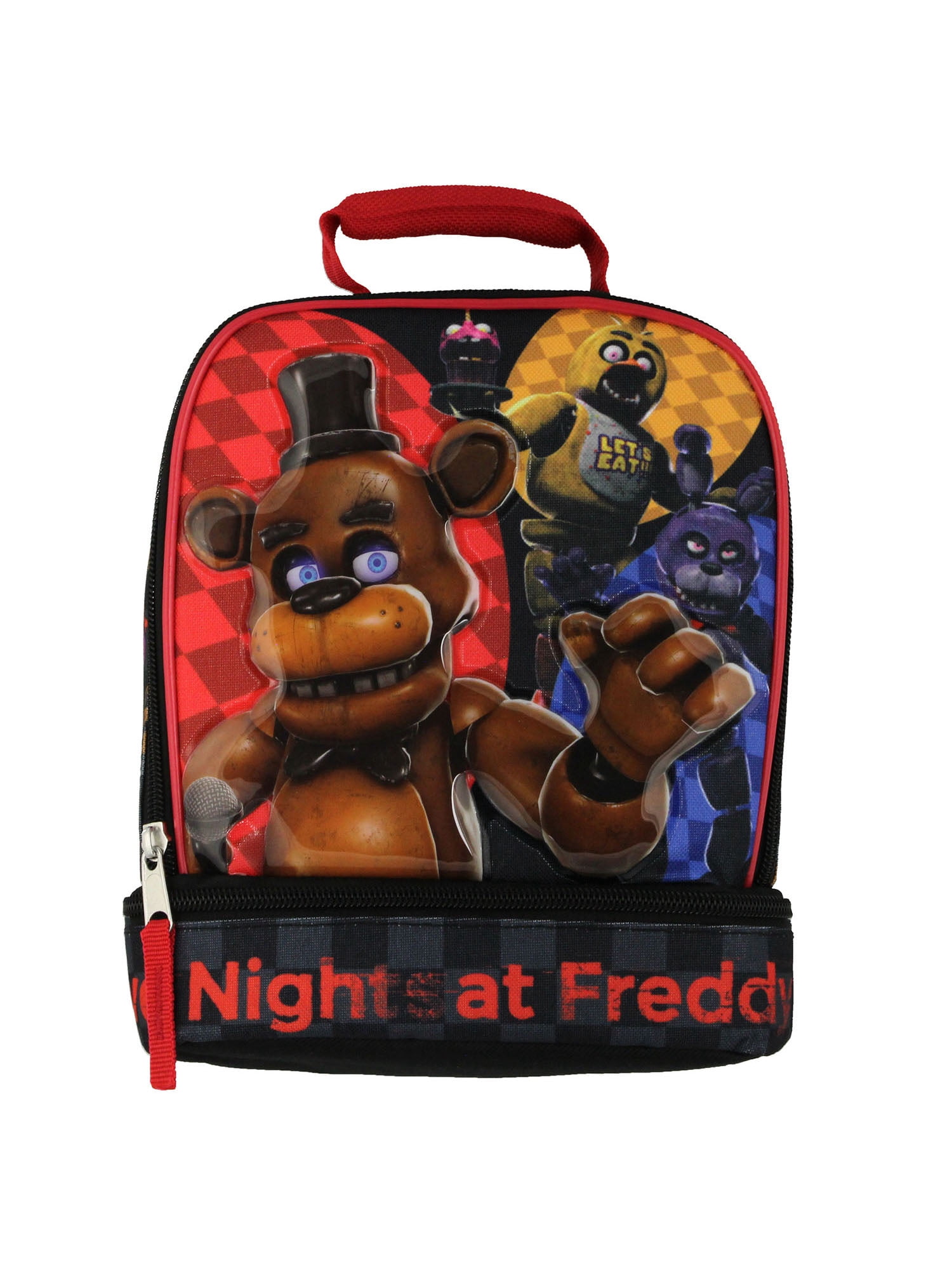 Five Nights At Freddy's Let's Eat Dual Compartment Insulated Soft Lunch Bag Tote Bag 10"