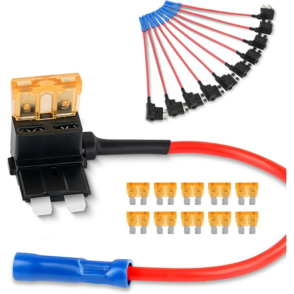 Nilight 12V Car Add-a-Circuit Fuse TAP Adapter with 5 Amp Standard APR ATO ATC Blade Fuse Set for Cars Trucks Boats, Multicolor, Pack of 10