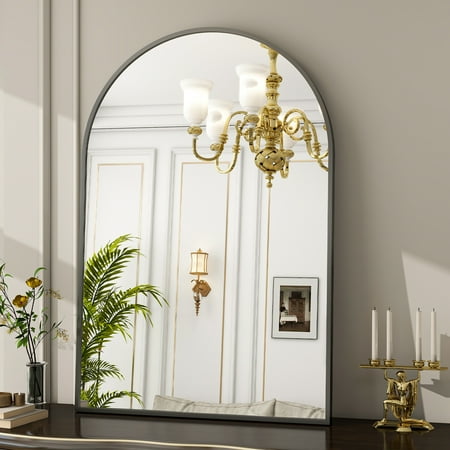 BEAUTYPEAK 26 x 38  Bathroom Mirror Wall Vanity Arched Mirror  Black