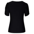 thumbnail image 2 of Scyoekwg Dressy Tops for Women Trendy Short Sleeve Scoop Neck Basic Tees Dressy Casual Summer Comfortable Loose Fit Solid Color Tops Black XL(10), 2 of 6